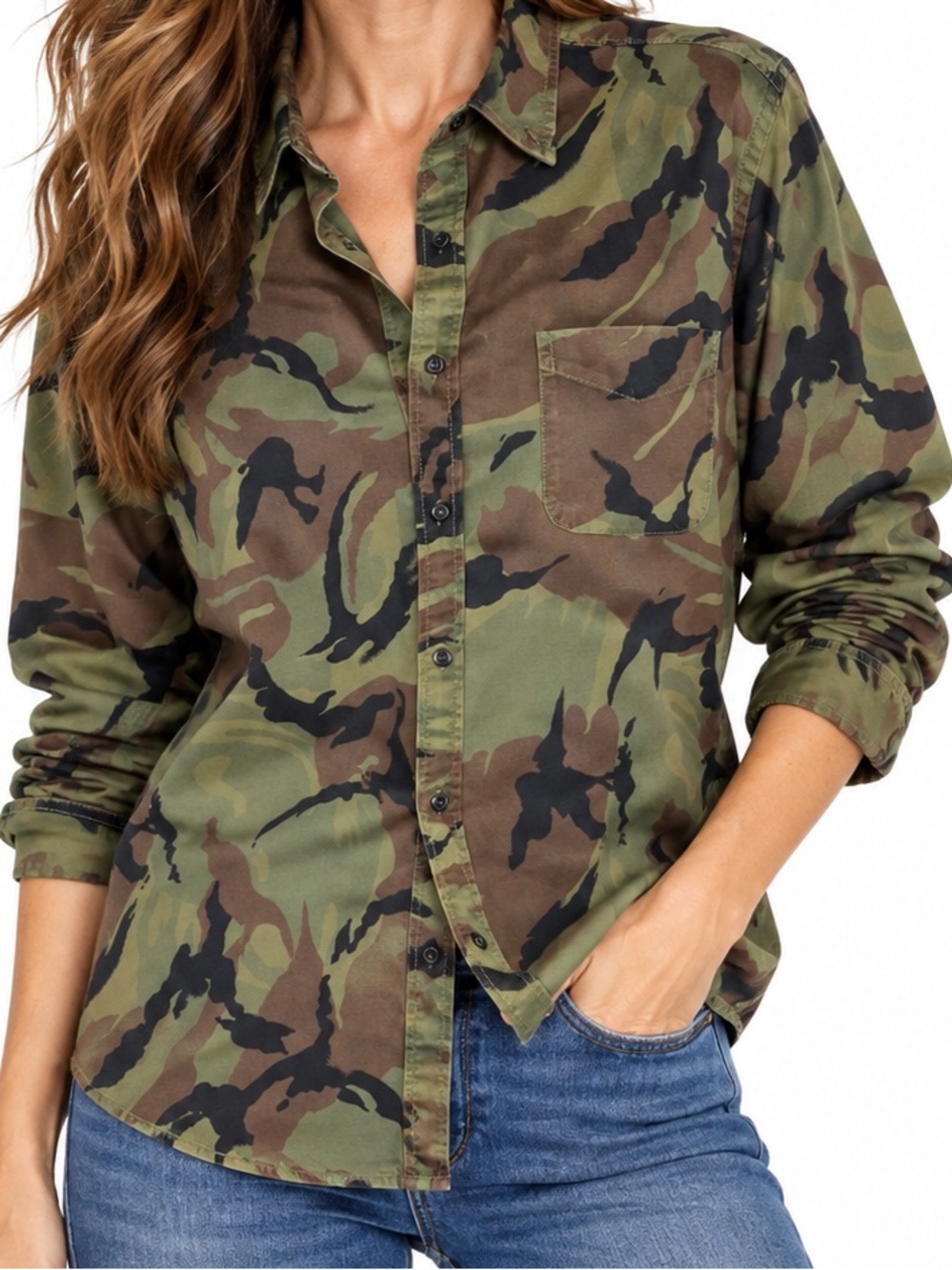 J.Crew Camo Button Down Shirt Women’s Oversized Utility Top Men’s L